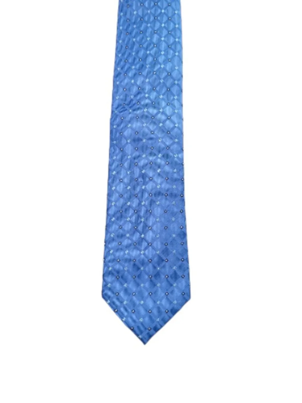 Club Room Blue Geometric Necktie Classic Textured Diamond Pattern Men's Tie
